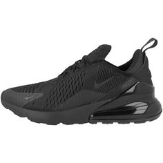 PRICES MAY VARY. Imported The sneaker boasts a breathable functional mesh upper Hyperfuse detailing a transparent cushion an exaggerated Air bubble light foam forefoot and Swoosh/Air 270 branding. Nike Air Max 270 Black, Air 270, Nike Low Tops, Black Nike Sneakers, Gymnastics Shoes, Branded Shoes For Men, Air Max Shoes, Casual Running Shoes, Black Trainers