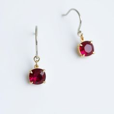 Ruby Solitaire Earring - 14k Gold Ruby Wire Earring - Ruby Stud Earring - Ruby Simple Earring - Prong Set Earring - Birthday Gift Earring GEMSTONE DETAILS : ✦ Gemstone : Natural Ruby ✦ Gemstone Size : 6 mm  ✦ Gemstone Shape : Cushion Cut ✦ Number of Gemstones : 2 ✦ Gemstone Weight : 1.80 Carat ✦ Gemstone Grade : AAA METAL DETAILS : ✦ Metal : 14K/18K /22K Gold ✦ Metal Color : Yellow / White / Rose Gold ✦ Setting : Prong Setting ✦ Box : Yes SHIPPING DETAILS : ✦ Production time : 3-4 days ✦ Deliver Real Emerald Necklace, Mens Emerald Rings, Ruby Earrings Studs, Wire Earring, Solitaire Earrings, Emerald Pendant, Emerald Necklace, Ruby Earrings, Emerald Earrings