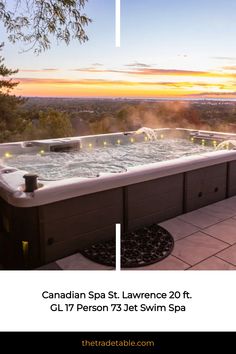 an outdoor hot tub with the words canadian spa st lavance 20 ft cl7 person 78 jet swim spa