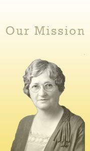 an image of a woman with glasses and the words our mission