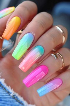 Pastel Nail Colors Summer, Ombre Nails Summer Colors, Latest Nail Designs Trends 2024, Pastel Nails Designs Summer, Summer Acrylic Nail Designs 2024, Summer Nails 2024 Trends Square, Short Summer Nail Ideas 2024, Over The Top Nails, Vibrant Nails Summer