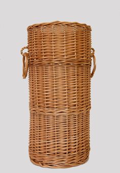 a large wicker basket with handles