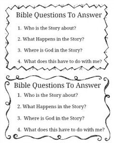 the bible questions to answer with answers in each question, and what is it?