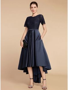 A-Line Mother of the Bride Dress Wedding Guest Elegant Jewel Neck Asym – XINQINGXIU Dresses Cocktail Dress Party