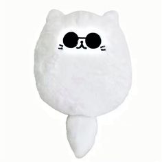 a white cat with sunglasses on it's face and eyes are shown in the shape of a lollipop