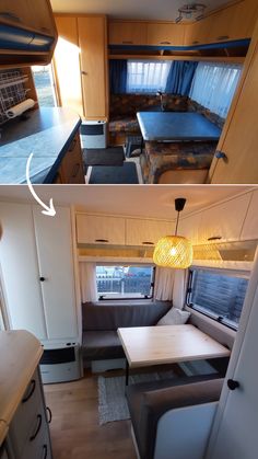 the interior and exterior of a mobile home