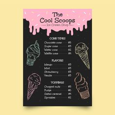 the cool scoops ice cream shop menu