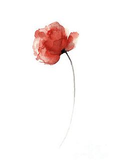 Unique Poppy Wall Decor, Mothers Day Abstract Flower Giclee Fine Art Print by Joanna Szmerdt Line Art Flowers, Red Ink Tattoos, Blossoms Art, Botanical Watercolor, Abstract Flower