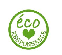 eco responsable sticker on a white background with the words eco and a heart