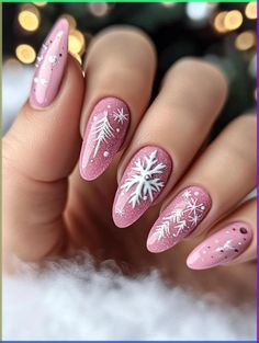 Indulge in the charm of 27 pink Christmas nail ideas that capture the spirit of the season. From pastel pink reindeer to hot pink holly leaves, these designs offer a fresh take on holiday nail art. Learn how to create stunning manicures that combine the elegance of pink with festive motifs, perfect for spreading joy and cheer. Reindeer Nails Designs Xmas, Pink And Silver Christmas Nails, Sugar Plum Fairy Nails, Pink Christmas Nail Designs, Pink Christmas Nails, Pink Reindeer, Polka Dot Nail Designs, Christmas Glam, Teen Nails