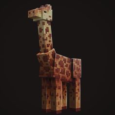 a giraffe made out of blocks on a black background in low - poly