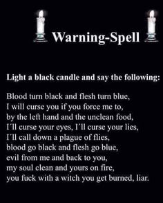 Warning Spell Warning Spell, Witchy Ideas, Karma Spell, Curse Spells, Revenge Spells, Witchcraft Spells