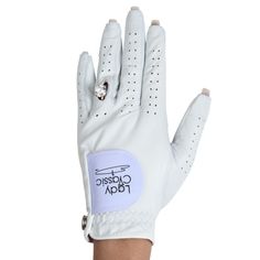 the ladies's white golf glove is shown