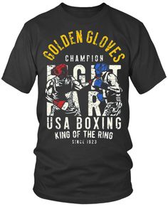 a black t - shirt with the words golden gloves and two boxing boxers on it