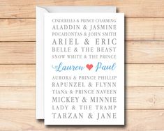 a card with the names of wedding guests