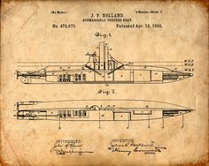 an old airplane is shown with blue ink on it's side and the plan below