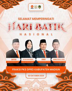 an advertisement for the malaysian national day celebration with two men in suits and hats, one wearing