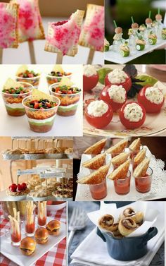 a collage of pictures with food and drinks on it including cakes, cupcakes, desserts