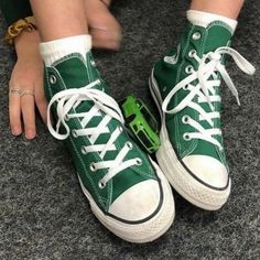 Brown Vans, Green Converse