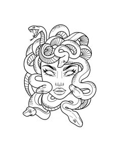 Rumitattoo: I will make you an exclusive tattoo design with my experience as a tattoo artist for ... Medusa Drawing, Medusa Tattoo Design, Tattoo Outline Drawing, Medusa Tattoo, Outline Designs, Tattoo Design Book, Head Tattoos, Tattoo Outline