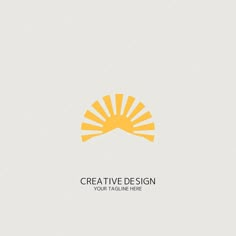 an abstract logo with the sun rising above it