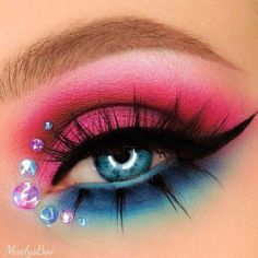 Burgundy Makeup, Bright Eye Makeup, Halloween Eye Makeup, Face Art Makeup, Unicorn Makeup, Rave Makeup