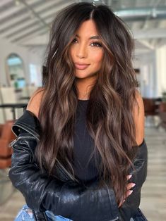 Lighter Brown Hair Color, Lighter Brown Hair, Dark Chocolate Brown Hair, Black Hair Balayage, Dark Brunette Hair, Brown Hair Dye, Spring Hair Color