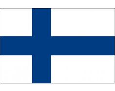 the flag of finland is blue and white with a black cross on it's side