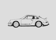 a black and white drawing of a car