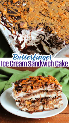 an ice cream sandwich cake is cut into slices