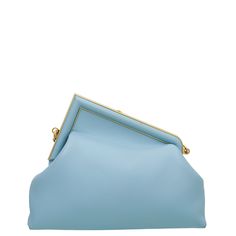 Material: Sky Blue Nappa Leathre Hardware: Gold Features: Pockets: Open Bag style: Shoulder Bag Closure type: "F" Clasp Closure Serial Number / Stamp / Date Code: 8BP127 - BVE - 228.0189 Measurement in inches: W x D x H Inclusions: Dust Bag & Box Condition: in very good condition – 7 out of 10 Exterior: good condition, with scratches on corners and showing normal signs of use. Interior: very good condition, and showing normal signs of use. Classic Light Blue Shoulder Bag For Formal Occasions, Blue Top Handle Evening Bag For Travel, Light Blue Rectangular Bag For Formal Occasions, Light Blue Rectangular Shoulder Bag For Formal Occasions, Blue Crossbody Evening Bag For Formal Occasions, Blue Soft Leather Satchel For Office, Light Blue Formal Shoulder Bag, Formal Light Blue Shoulder Bag, Light Blue Office Bag With Detachable Strap