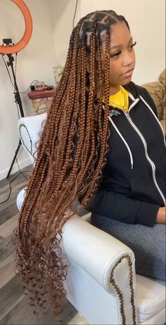 Copper Knotless Box Braids, Copper Braids Black Women, Fairy Braids, Copper Braids, Thick Braids, Braids Fashion, Big Box Braids Hairstyles