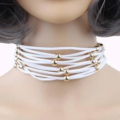 This Unique Piece Is A Wonderful Addition To Your Wardrobe And Your Style; Sure To Get Lots Of Compliments! Gsun0n50u00j0ka Elegant White Choker For Summer, Elegant White Summer Choker, White Spring Party Choker, Spring White Adjustable Choker, Elegant Multi-strand Double Chain Choker, Chic Layered Multi-strand Necklace With Double Chain, Chic Multi-strand Metal Chain Necklace, Adjustable Gold Multi-strand Choker, Elegant Multi-strand Metal Choker