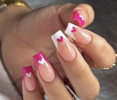 French Tip Nails Pink, French Tip Designs, Valentine Nails Pink, Acrylic Nail Designs Classy, Valentine Nail Art, Gel Nail Art Designs, Subtle Nails, Tip Nails