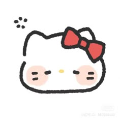 a drawing of a hello kitty with a bow on it's head and eyes