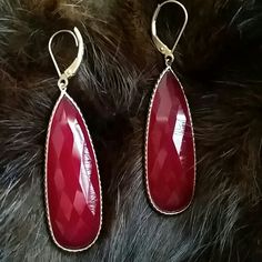 Gold With Italian Rubin Stone Vintage Red Round Jewelry, Red Vintage Style Drop Clip-on Earrings, Red Gemstone Earrings In 14k Gold, Triangle Head, Red Ruby Pear-shaped Earrings, Elegant Red 14k Gold-filled Earrings, Chunky Gold Chain, Brass Belt Buckles, Bow Pumps