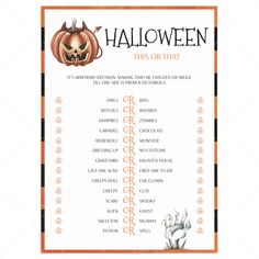 a printable halloween list for kids