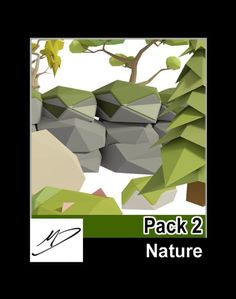 an image of some rocks and trees with the text pack 2 nature