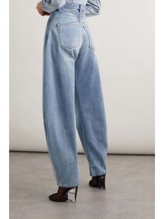 Denim Flats, Fall 23, Gucci Eyewear, Tapered Jeans, Light Blue Denim, Lingerie Sleepwear, Net A Porter, Tapered Legs, Women Collection