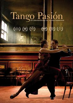 a man and woman are dancing in front of a poster for the film tango passion