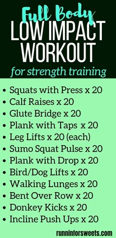 the full body low impact workout for strength training is shown in black and green colors