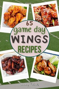 six game day wings recipe images with the title overlay