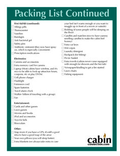 the packing list is shown in green and white