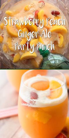 Ginger Ale Punch, Peaches And Strawberries, Best Punch Recipe, Alcohol Shots, White Grape Juice, Best Non Alcoholic Drinks, Sherbet Punch, Coctails Recipes, Punch Drinks