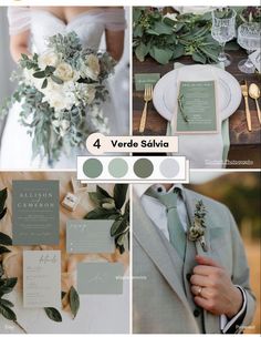 the wedding color scheme is green and white