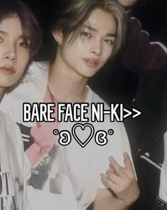 two young men standing next to each other with the words bare face n - kd