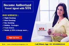 a woman sitting on a couch with a laptop computer in her lap and the caption reads become authorized travel agent with sta