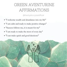 Green Aventurine Affirmation, Green Adventure Crystal Meaning, Green Aventurine Crystal Meaning, Green Aventurine Aesthetic, Green Adventure Crystal, Aventurine Crystal Meaning, Crystal Dictionary, Aventurine Meaning