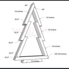 the diagram shows how to make a triangle shaped wooden frame with measurements for each piece