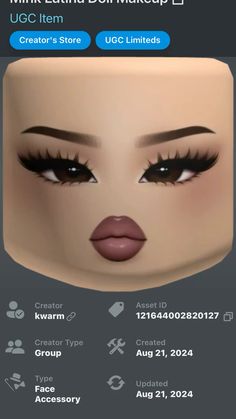 an image of a woman's face with long lashes and dark makeup on the app